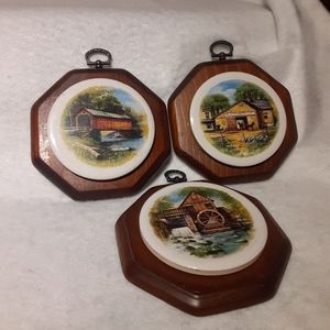 Vtg Wooden Wall Decor Set